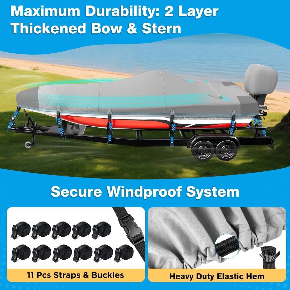 Boat Cover 20-22ft, 1200D Wate - Fishing Boat Trailer บทวิจารณ์และราคา